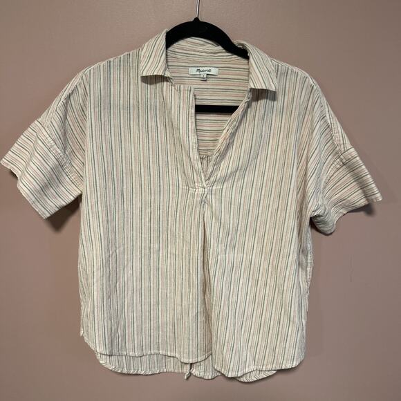 MADEWELL Courier Shirt Top Button-Back Brampton Stripes Boho Women's Sz Small - Picture 1 of 4